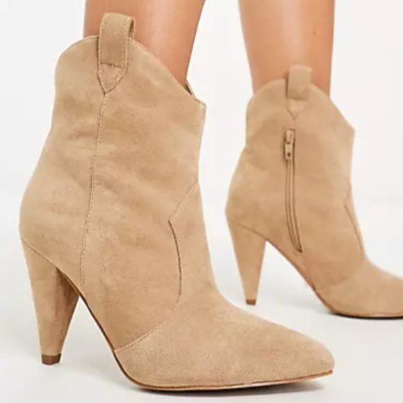 ASOS Shoes - ASOS Tan Western Heeled Boots Wide Fit